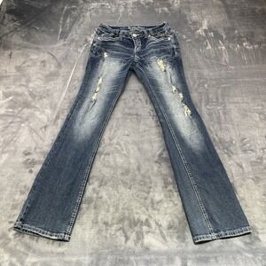 Ariya Womens Bootcut Embroidered Jeans Size 9/10 Blue Western Style